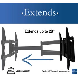Articulating TV Wall Mount Bracket for 37” – 80” TVs | Commercial Grade TV Bracket with Full Function Articulation, Tilt + Swivel. Easy to Install & Perfect at Any Angle.