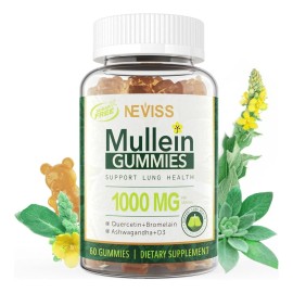 Gomitas de Mullein para Limpieza Pulmonar – Sin Azúcar, 90 Piezas | Apoyo Respiratorio Natural con Extracto de Gordolobo