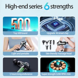 Home Portable Fascia Gun Muscle Relaxation Massage Device Deep Tissue Massage Gun 6 Adjustable Massage Speeds 6 Detachable Massage Heads