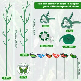 Dreamtop Stackable Monstera Plant Support Stakes 10 Pack Climbing Plant Support Structures，39.37'' Plant Support Stakes with Plant Clips Twist Ties for Monstera，Pothos，Indoor & Outdoor Plants