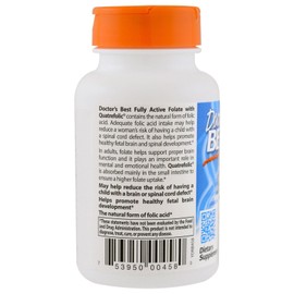 Doctor's Best Fully Active Folate with QuatreFolic, Non-GMO, Vegan, Gluten Free, 800 mcg, 60 Veggie Caps