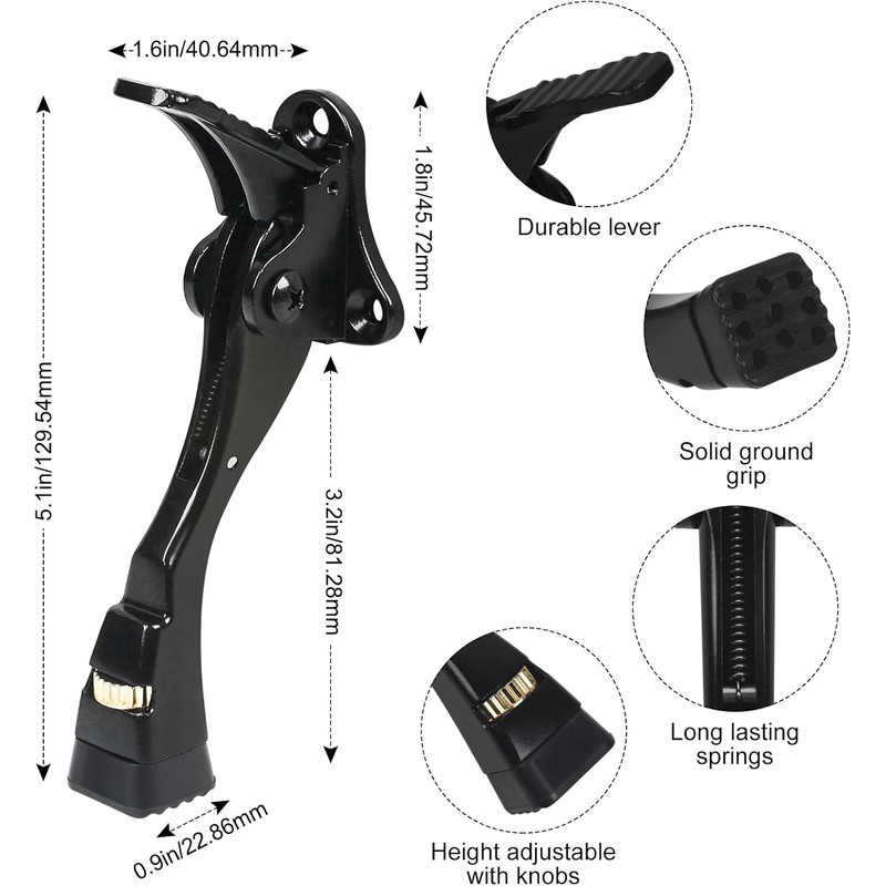 1 Pack Black Kick Down Door Stopper for Bottom of
