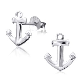 Laimons – Stud Earrings – Women – 925 Sterling Silver – Anchors – Shiny