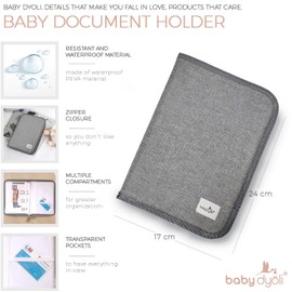 Baby Dyoli Baby Document Bag Newborn Unisex Boy or Girl Document Bag Baby Shower Gift Passport Organizer Grey