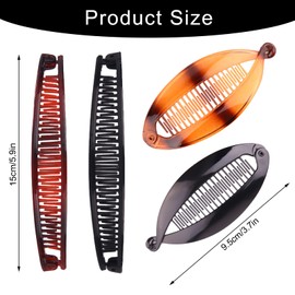 Pack of 4 Banana Clips for Thick & Thin Hair, Hair Clips Women/Girls, Banana Hair Clips, Fish Clips, Ponytail Holder Clip (B)