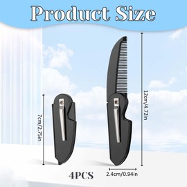 4 Pcs Folding Mustache Comb Portable Beard Comb Fine Teeth Beard Brush Plastic Mustache Brush Moustache Comb Small Pocket Comb for Men Mustache Hair Care Styling Grooming