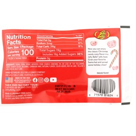 Candy Cane Jelly Bean Bags, Peppermint Flavored Christmas Treats, Holiday Stocking Stuffers, Swirl Sticker Included, 1 Ounce, (Pack of 3)