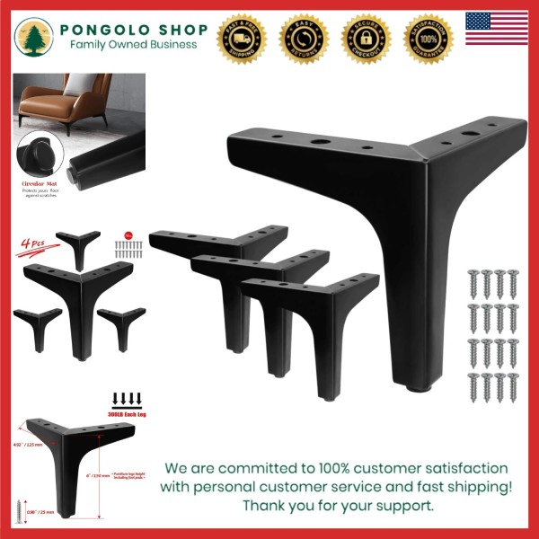 Unbranded Modern 6-Inch Triangle Sofa & Chair Legs - 4
