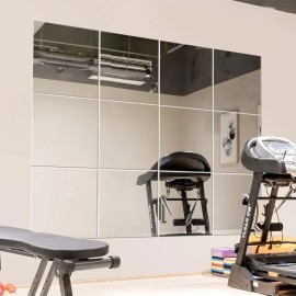 Unbranded Full Length Mirrors Wall Mounted, 12"x12Pcs Home Gym Wall Mirror Tiles Frameless