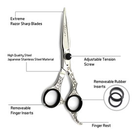 New Professional Salon Hair Cutting + Thinning Scissors Barber Razor Hair Tools Set 16.5 cm Black Silver Gift Set