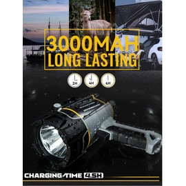 Durapower Rechargeable Spotlight, 3000 Lumens LED Handheld Spotlight, 7800mAh Long Lasting IP67 Waterproof Flashlight Portable for Marine Boat Hunting