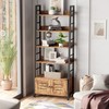 IRONCK Bookshelf with Louvered Doors, 4-Tier Ladder Shelf with Cabinet