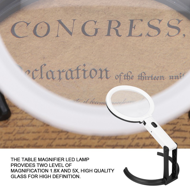130mm Thick Table Magnifier LED Lighted Magnifying Glass Lamp Magnifier