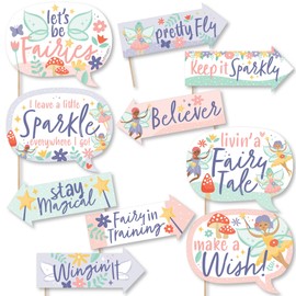Big Dot of Happiness Funny Let’s Be Fairies - Fairy Garden Birthday Party Photo Booth Props Kit - 10 Piece
