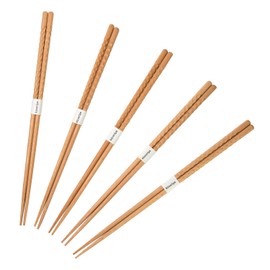 Kicoriya Wooden Chopsticks 13.0 inches (33 cm), Set of 5, Natural