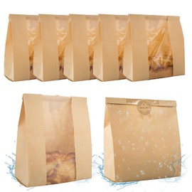100 Pcs Bread Bags for Homemade Bread With Window Sourdough Paper Bread Bags.(13.7x8.2x3.7 in),Packagingand Storage of Baked Goods Suitable for Bakers.Package includes 100 Cute Sealing Stickers