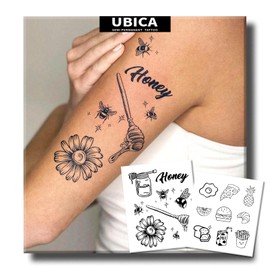 UBICA Semi Permanent Tattoos, 2 Sheets Fun Mini Tattoo(Honey Pineapple), Lasts 7-15 Days, Develops Fully in 48H, Realistic, Waterproof and Non-Reflective, for Arm