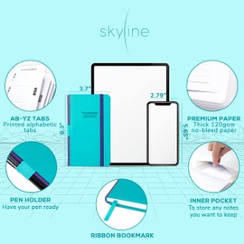 Skyline Address Book – Mini Telephone Contact Book with Password Log for Purse – Small Phone Number Book for Women & Men – Pocket Size, 3.5x6.2″, Hardcover (Turquoise)