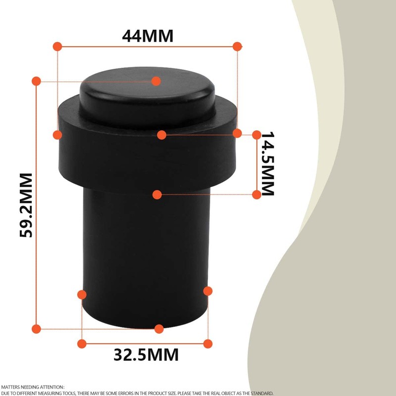 Bwintech 2 PCS Black Stainless Steel Cylinderial Shpae Door Stopper