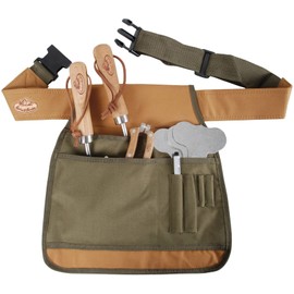 Durable Outdoor Gardening Adjustable Tool Belt Apron with PVC Lining - 35cm x 35cm (Khaki & Brown)
