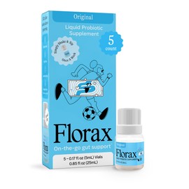 Florax - Liquid Probiotic - On-The-go Gut Support for Women, Men, and Children - Vegan, Gluten Free, Lactose Free, Soy Free and Preservative Free - Original Flavor - 5 Vials