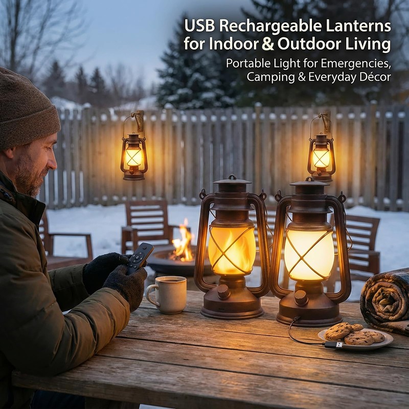 Lantern LED Battery Powered Camping Lamp Outdoor Hanging Rechargeable Lantern