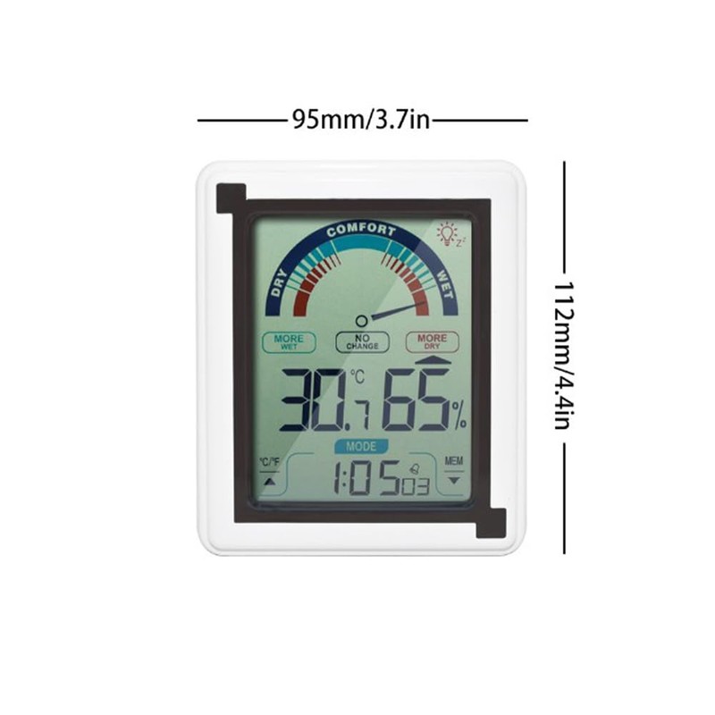 Meichoon Indoor Thermometer Humidity Meter Large Electronic Alarm Clock Touch