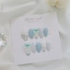 Mint tweed ribbon handmade nail tip - Stiletto / 민트