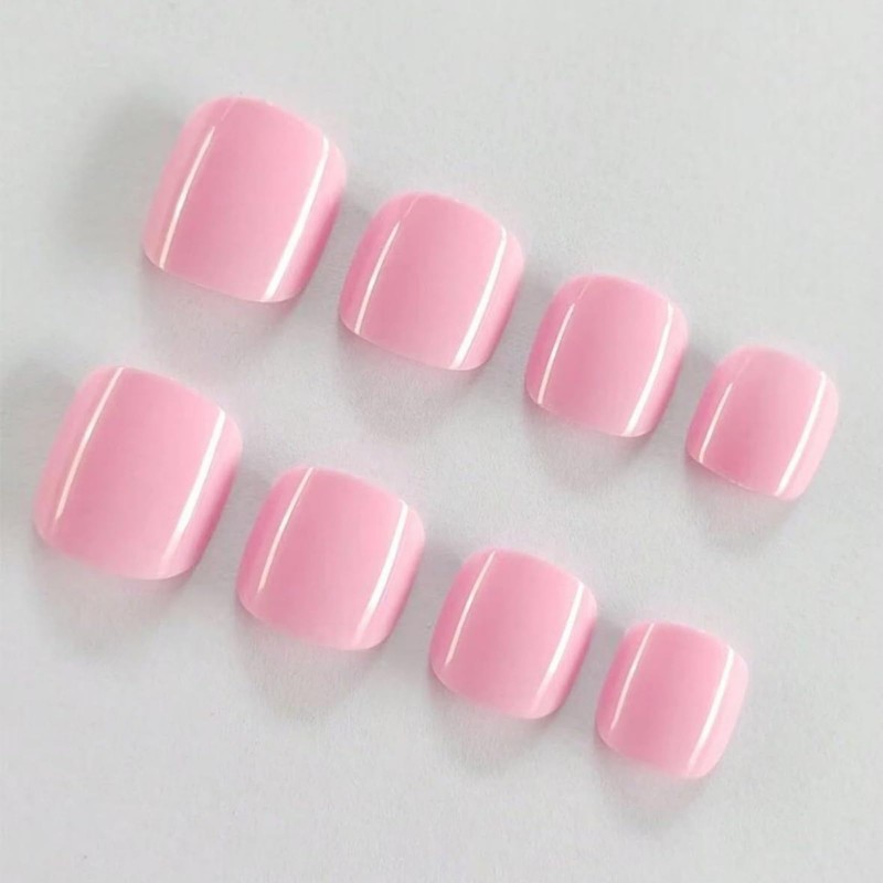 Pink Press on Toenails Toe Nail Short Fake Toe Nails