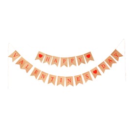 Mandala Crafts Happy Valentines Day Banner Valentines Day Decor - Burlap Happy Valentines Day Sign Decoration- Heart Valentine Garland for Fireplace Mantel