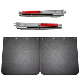 RDDY START Pair Spring Loaded Chrome Mud Flap Hanger 1-1/8" Bolt Spacing with Heavy Duty Mud Flaps Splash Guard 24" x 30" Fit for Semi Trucks