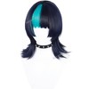 Blue Black and Peacock Blue Anime Cosplay Wig with Bangs