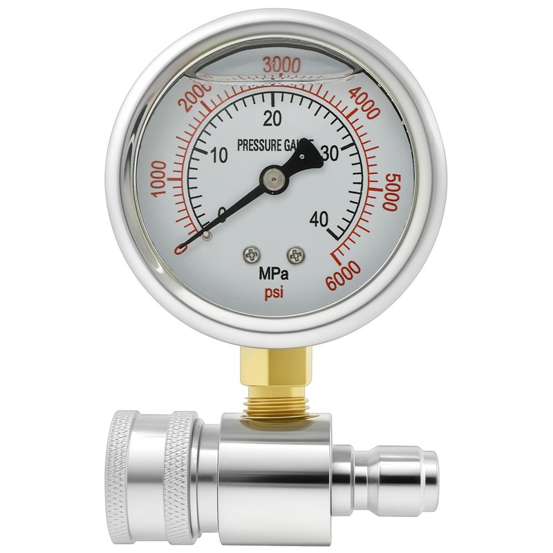 Pressure Washer Gauge 6000PSI Stainless Steel Double Scale Washer Gauge