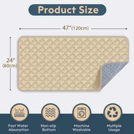 FunFurry Washable Guinea Pig Cage Liner - 4 Pack Reusable Washable Pee Pads，Waterproof Guinea Pig Bedding for Small Animal - Rabbit Bunny Hamster Puppy (Cream, 24" X 47" - 4 Pack)