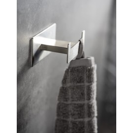 WENKO Turbo-Loc Duo Genova Matt Wall Hook, Decorative Double Bath Hook Made of Stainless Steel for Towels or Bathroom Utensils, Fixes without Drilling, Rustproof, (W x H x D): 8.9 x 4.4 x 5.4 cm