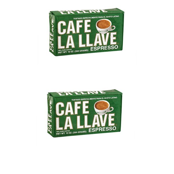 Café La Llave Espresso, 100% Pure Coffee, Rich and Aromatic, Fine-Grind, Dark-Roast, 10-Ounce Vacuum Sealed Brick Pack (2 Pack)