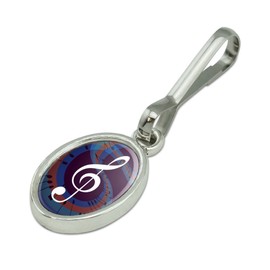 GRAPHICS & MORE Treble Clef on Music Notes Antiqued Oval Charm Clothes Purse Suitcase Backpack Zipper Pull Aid