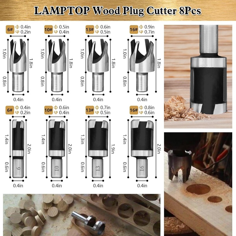 LAMPTOP 26-Pack Woodworking Tools and Accessories Including Countersink Drill Bits,