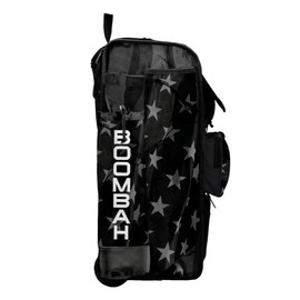 Boombah Rolling Catchers Superpack Bat Bag - 23-1/2" x 13-1/2" x 9-1/2" - Telescopic Handle - Holds 4 Bats - Wheeled Version - USA Delta Black Ops Charcoal/Black/White