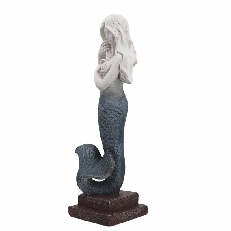 GENUINQ Mermaid Statue Large Size 37 Inch Magnesium Oxide Sculpture