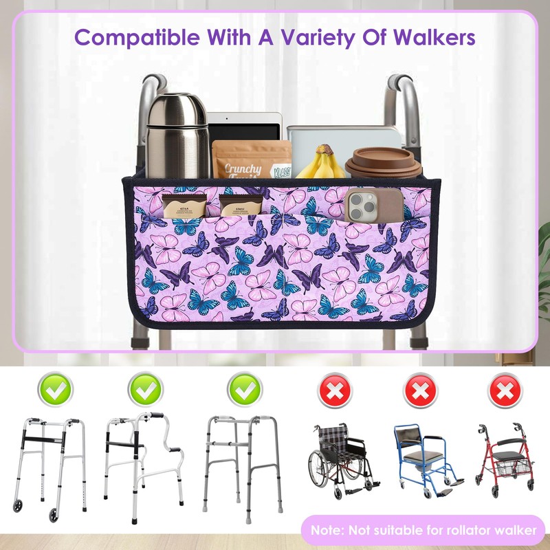 Walker Basket for Folding Walker - Lightweight Storage Bag with