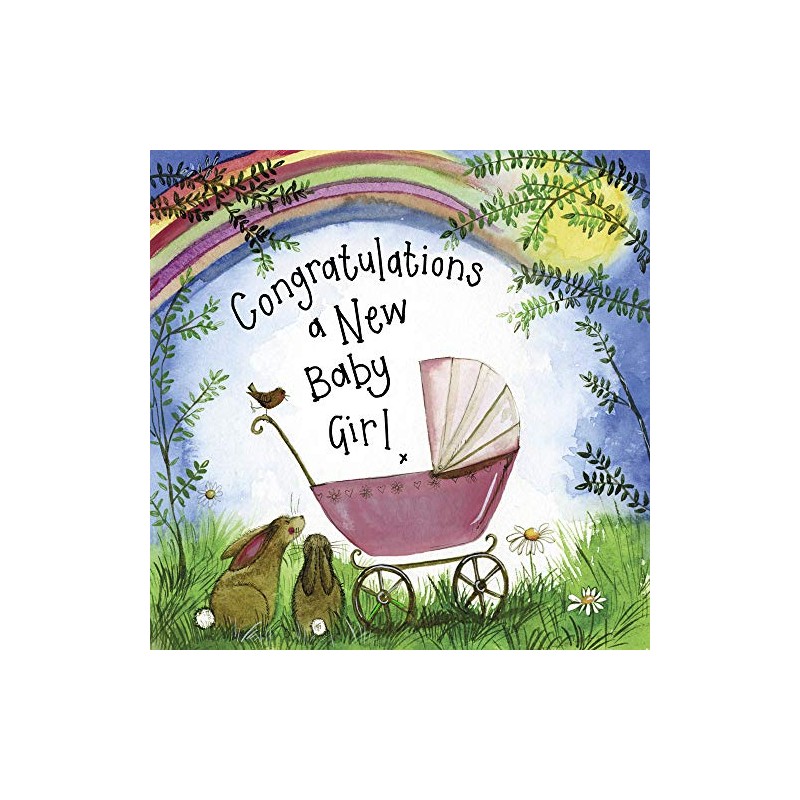 ALEX CLARK New Baby Girl Pink Pram Card