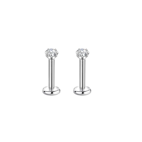 Candyfancy 16G G23 Titanium 2.5/3/4/5mm Cubic Zirconia 6/7/8/9/10/11/12mm Bar Internally