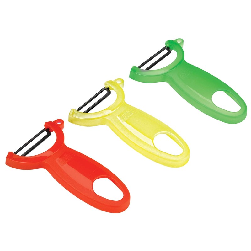 Kuhn Rikon Original Swiss Translucent Peeler Set, 4-Inch, Red/Green/Yellow