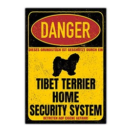 Tibet Terrier Sign Danger Security System Door Sign Dog Warning Sign Dog Caution