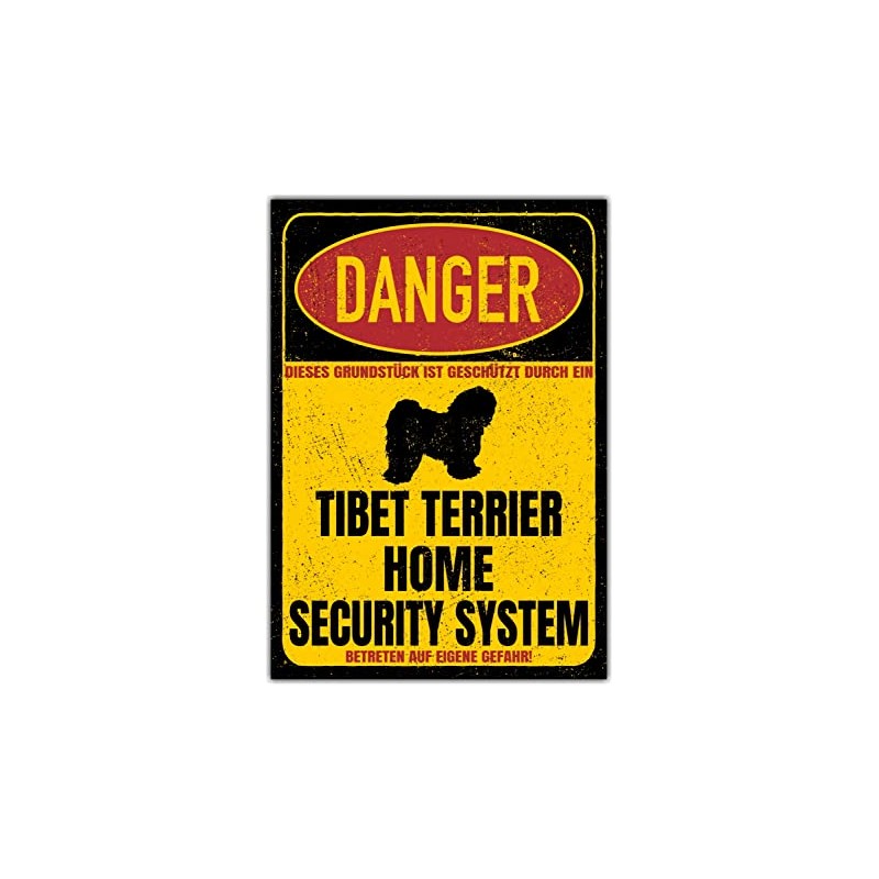 Tibet Terrier Sign Danger Security System Door Sign Dog Warning
