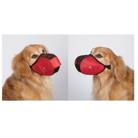 Guardian Gear FABRIC MESH DOG MUZZLES Comfortable Soft Red Muzzle for Dogs That Bite or Chew - xLarge