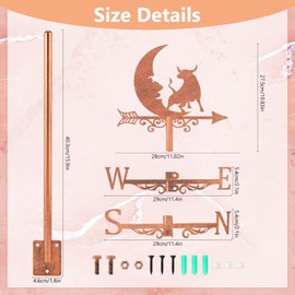 SUPERDANT Moon and Cow Weather Vane Cattle Metal Wind Direction Indicator Measuring Instrument Roof Installation Weathervane for Outdoor Garden Farm Backyard Gazebo Barn Art Decoration Red Copper