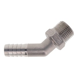 TITAN FITTINGS | SS-HB-MP45-04-04-PK10 | 1/4" Hose x 1/4" NPT Male Pipe Rigid 45- Stainless Hose Barb x 10 Pack