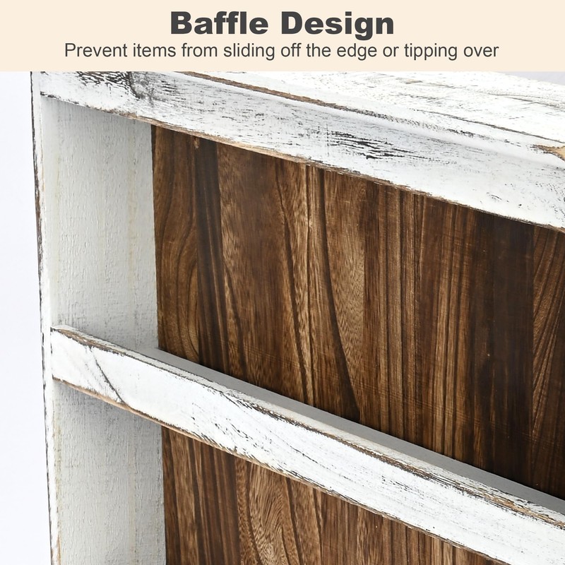 Nisorpa 3 Tier Spice Rack Wall Mount, Rustic Burnt Wood
